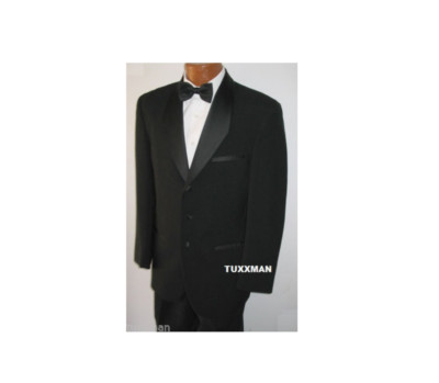 41 S Nice Black 2 button Notch Tuxedo Wool Coat Pants Vest Tie Shirt TUXXMAN