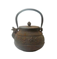 Chinese Rustic Iron Teapot Shape Display Decor cs561