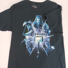 Thor Lightning Hammer Mens Size Med Tops Short Sleeve T Shirt Black Pull Over
