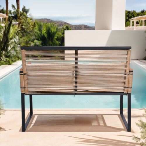 Groverdi 2PCS Outdoor Furniture Garden Patio Loveseat Lounge Sofa Table Set - Picture 9 of 10