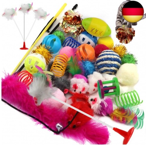 32 Stück Katzen Spielzeug Set, katzenspielzeug Bälle, Teaser Stab mit Maus, F - Bild 1 von 7