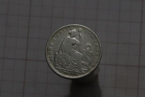 🧭 🇵🇪 PERU 1/5 SOL 1901 SILBER B66 #Z5095 - Bild 2 von 2
