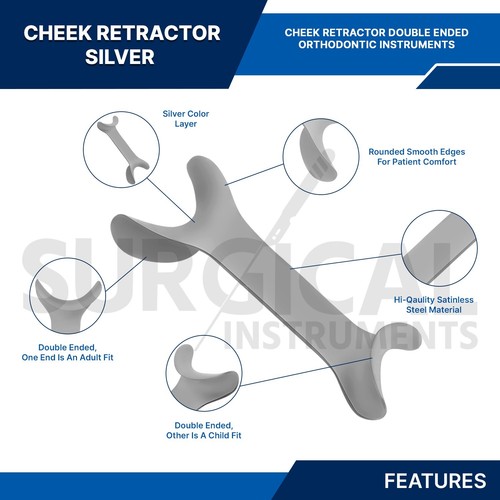 Cheek Lip Retractor Dental Double-Head Mouth Opener Metal Hook German Grade - Picture 3 of 9
