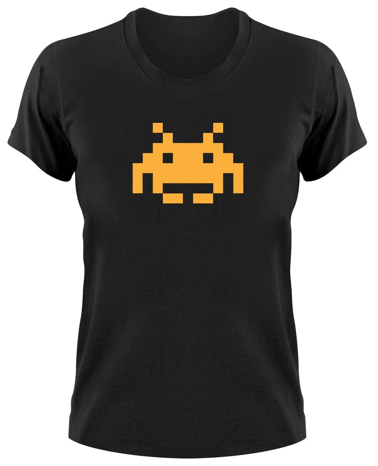 Space Invaders T-Shirt Retro Kult Girlie Damen Ladies C64 Gamer Geek - Bild 1 von 1