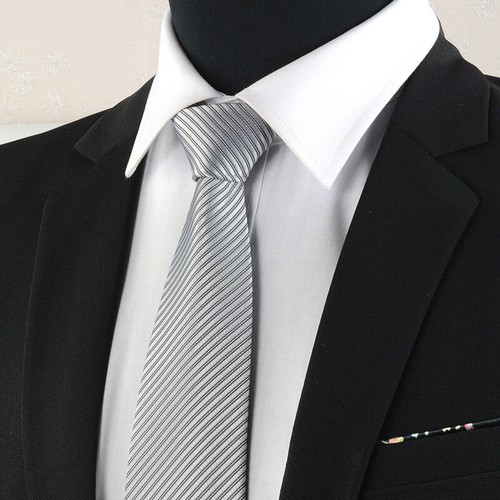 Men Fashion Solid Color Zipper Tie Wedding Party Formal Business Necktie" - Picture 7 of 24