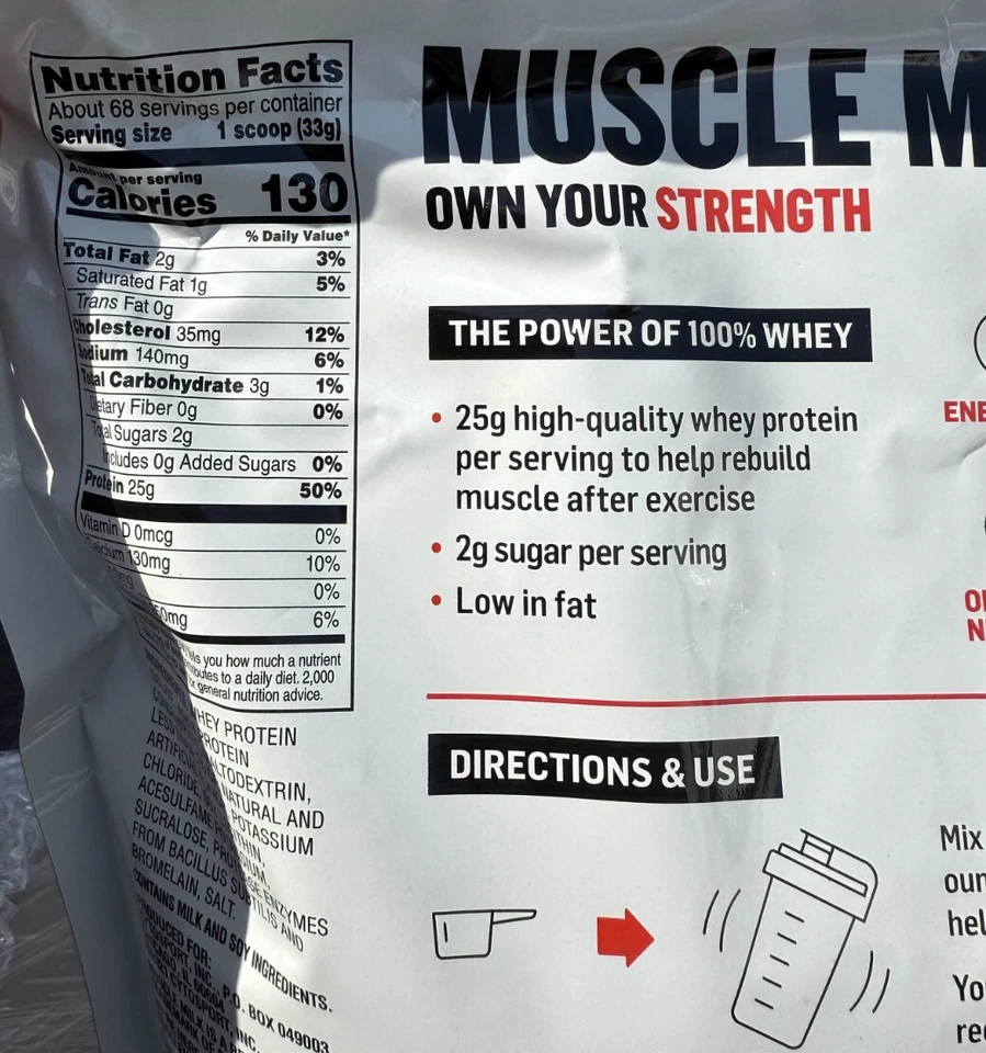 Muscle Milk 100% Whey Protein em pó baunilha 5lbs 66 svgs 25g proteína check BB! - Imagem 2 de 3
