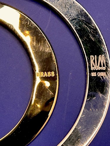 RLM Studio Sterling und Messing doppelte Mondsichel Anhänger an Kette Halskette - Bild 9 von 12