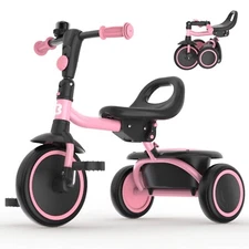 Besrey Toddler Tricycle with Bell,Kids Bike for Girls/Boys,Child Trike,Pink