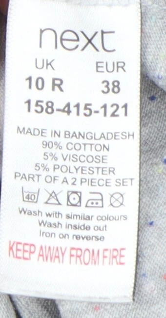 Next Women’s Grey Pyjama Top Size 10 with Bow Accent - Image 3 of 4