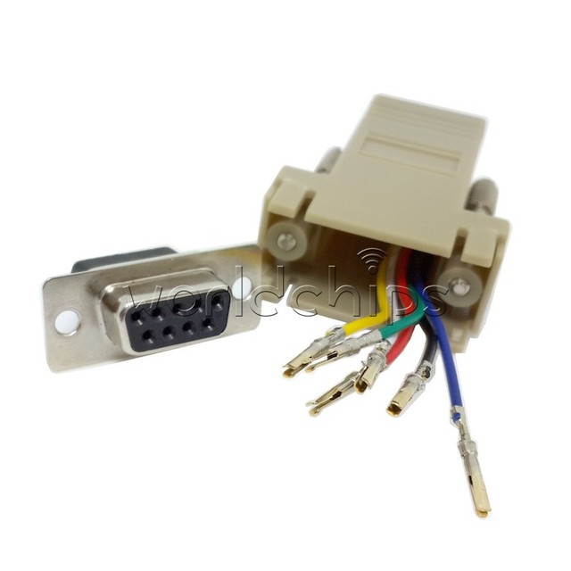 Extender F//F female DB9 female to RJ45 RS232 Female Adapters Connector Converter
