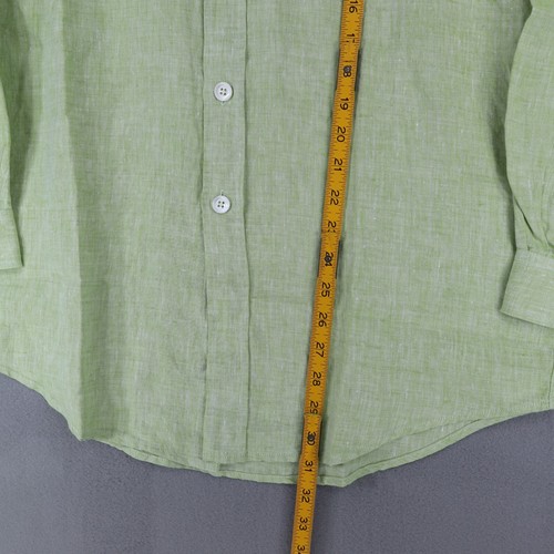 New J Peterman Company Men Button Down Shirt S Green Oversized Long Sleeve Linen - Picture 5 of 5