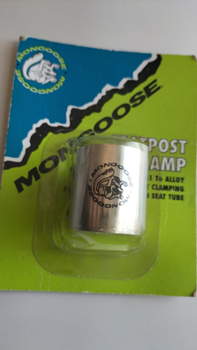 MONGOOSE VINTAGE TRIPLE BOLT BMX SILVER seat clamp - Foto 4 di 11