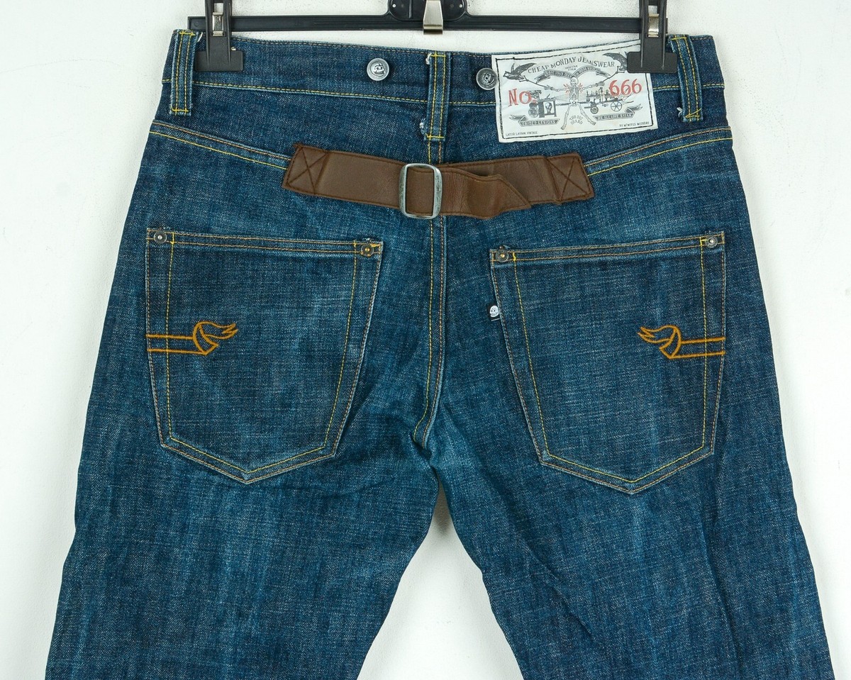 CHEAP MONDAY 666 Japanese Blue Dry Mens W31 L34 Reg Tapered
