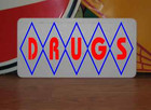 DRUGS Retro Vintage Style Diamond Design Metal Sign 6"x12" Home & Kitchen Decor