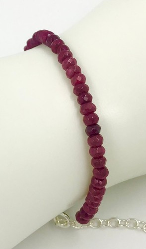 Genuine Ruby Gemstone Natural Color 925 Silver adjustable Bracelet US SELLER - Picture 9 of 9