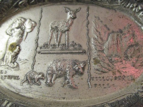 Vintage Japan metal Trinket Dish Souvenir Yellowstone National Park - Picture 2 of 4