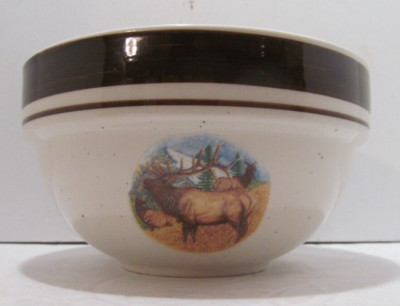 Folkcraft Stoneware Cabela's SCOTTYZ Bugling Elk 6.25'' Cereal Soup Bowl