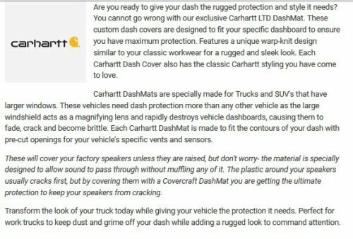 Carhartt Ltd. Edition Dash Cover for Toyota SUV / Truck CoverCraft - Picture 6 of 14