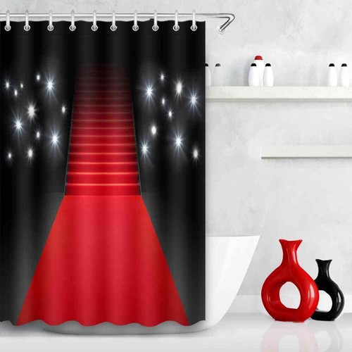 Revestimiento de cortina de ducha de poliéster impermeable alfombra roja resistente al agua - Imagen 3 de 8