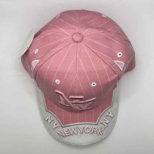 NY Hat New York Cap Pink w White Pin Stripes Adjustable Brand New MaMa Caps NYC - Picture 5 of 9