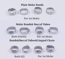 Dental 1st Molar Bands Roth 022 Plain Band Buccal Tube U1L1 Lingual Cleats 29-44