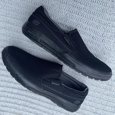 Skechers Porter Somen Skech Air Men 13 Black Mesh Walking Shoe Sneaker Slip On