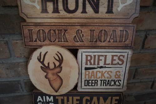 BORN TO HUNT - EAT SLEEP HUNT - Letrero rústico de decoración del hogar de cabaña de cazador NUEVO - Imagen 4 de 8