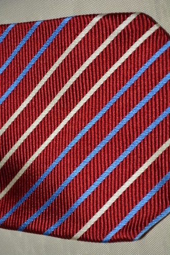 Brooks Brothers Bright Red with Blue and White Alternating Stripes 100% Silk USA - Picture 3 of 16