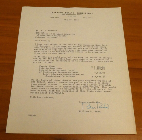 Cartas de gastos de fútbol americano del estado de Ohio 1955 muy raras - Imagen 3 de 3