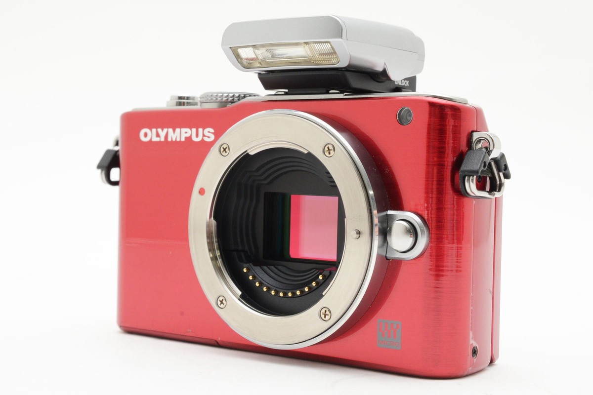 Near Mint Olympus PEN Lite E-PL3 Red Body Tested Works Great Near Mint Olympus PEN Lite E-PL3 Red Body Tested Works Great