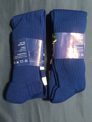2 Pair Brand New Mens SCORE Athletic Sports Soccer Socks Navy Blue 8.5-11 NWT! - Picture 2 of 2