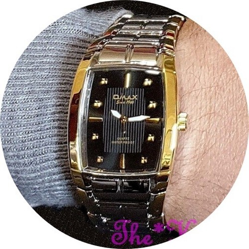 OMAX Lupah 2tone Silver & Gold Plt S.Steel Epson Seiko Movt Tonneau Watch HBK841 - Picture 7 of 7