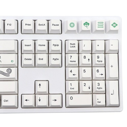 Green& White Japanese Sub Legends Custom Keycap Set With ISO Enter Key - Picture 11 of 12