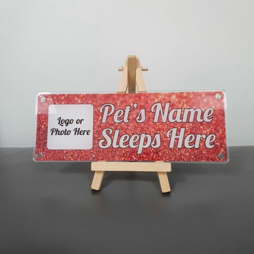 Red Glitter Effect Personalised Pet Plaque-use own photo or a silhouette logo - Picture 2 of 15