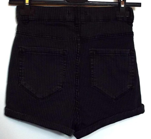 NEW BERSHKA πΊ BLACK DENIM HOT PANTS JEANS SHORTS πΊ SIZE 8 # S61* - Picture 3 of 3