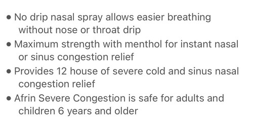 Afrin No Drip Severe Congestion Nasal Decongestant Pump Mist, 3 pack 20 ml each - Picture 7 of 12