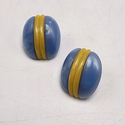 Rare Designer Signed Avon 1989 French Countryside Earrings Pierced Pastel Blue - Picture 4 of 6