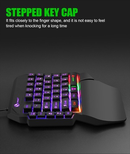 Mini Teclado para Videojuegos de una Sola Mano USB, Ultrafino, retroiluminado - Imagen 5 de 12