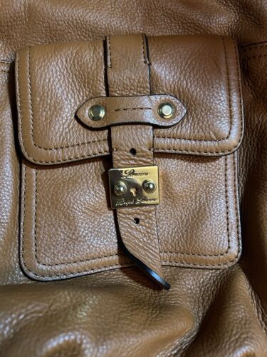 Lauren Ralph Lauren Purse Brown Leather Hobo Two Front Pocket Shoulder Bag - Picture 4 of 11