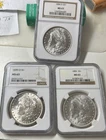 Lot of 3 Different: Morgan Silver Dollars In NGC MS63 holders; great investment