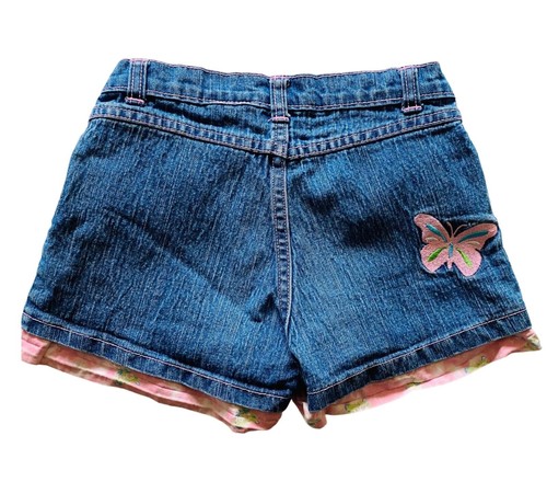U.S. POLO ASSN Girls Denim Shorts Jean Pink Embroidered Butterfly Lined Hem 6X - Picture 9 of 10