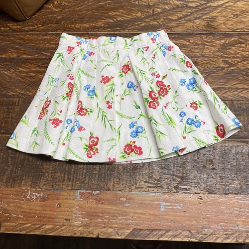 Janie and Jack Girls Size Small White Floral Pique Pleated Cotton Skirt - Picture 4 of 13