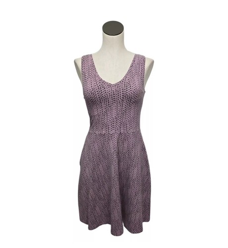 Abito PACT cotone biologico aderente e svasato taglia small jersey maglia viola a pois - Foto 10 di 10