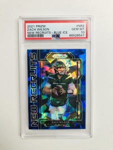 2021 Prizm ZACH WILSON New Recruits Blue Ice RC 64/99 PSA 10 GEM MINT
