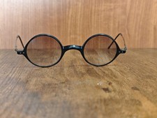VINTAGE GIORGIO ARMANI 365 BLACK ACETATE ROUND SUNGLASSES MADE IN ITALY 810
