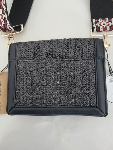 NUEVO Bolso de Hombro Steve Madden Becho Cuero Negro Tribal Azteca Suroeste - Imagen 6 de 8