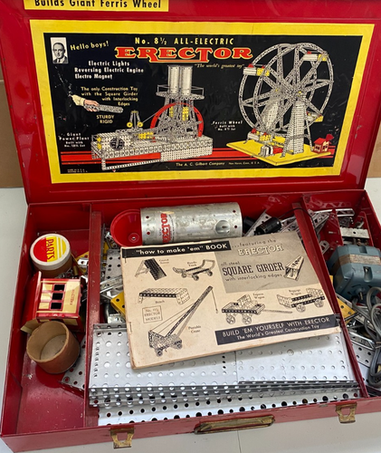 Erector set A.C. Gilbert No. 8 1/2 antique vintage building set UNTESTED - Picture 2 of 19