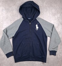 Polo Ralph Lauren Youth Boys Full Zip Hoodie Navy Big Pony See Measurements