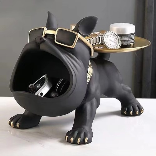 30 cm Bulldogge Statue Harz Hund Figur Aufbewahrungsbox Wohndeko Tier Ornament - Bild 7 von 9