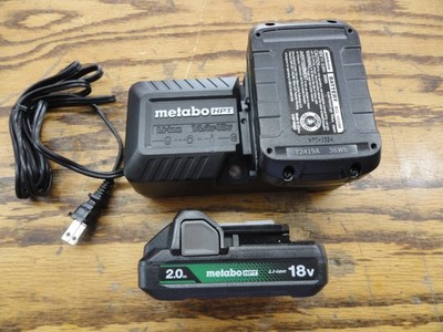 (2) Metabo 18V  BSL1820M 2.0Ah Batt.'s &  UC18YFSL Compact Slide Battery Charger